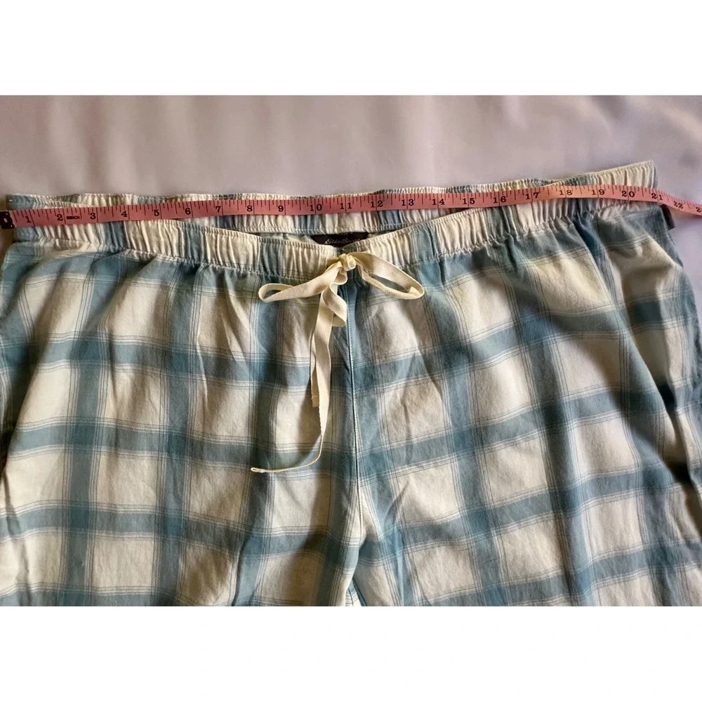 Eddie Bauer Stines Flannel Sleep Pants Porcelain Blue White Plaid Womens‎ 2XL